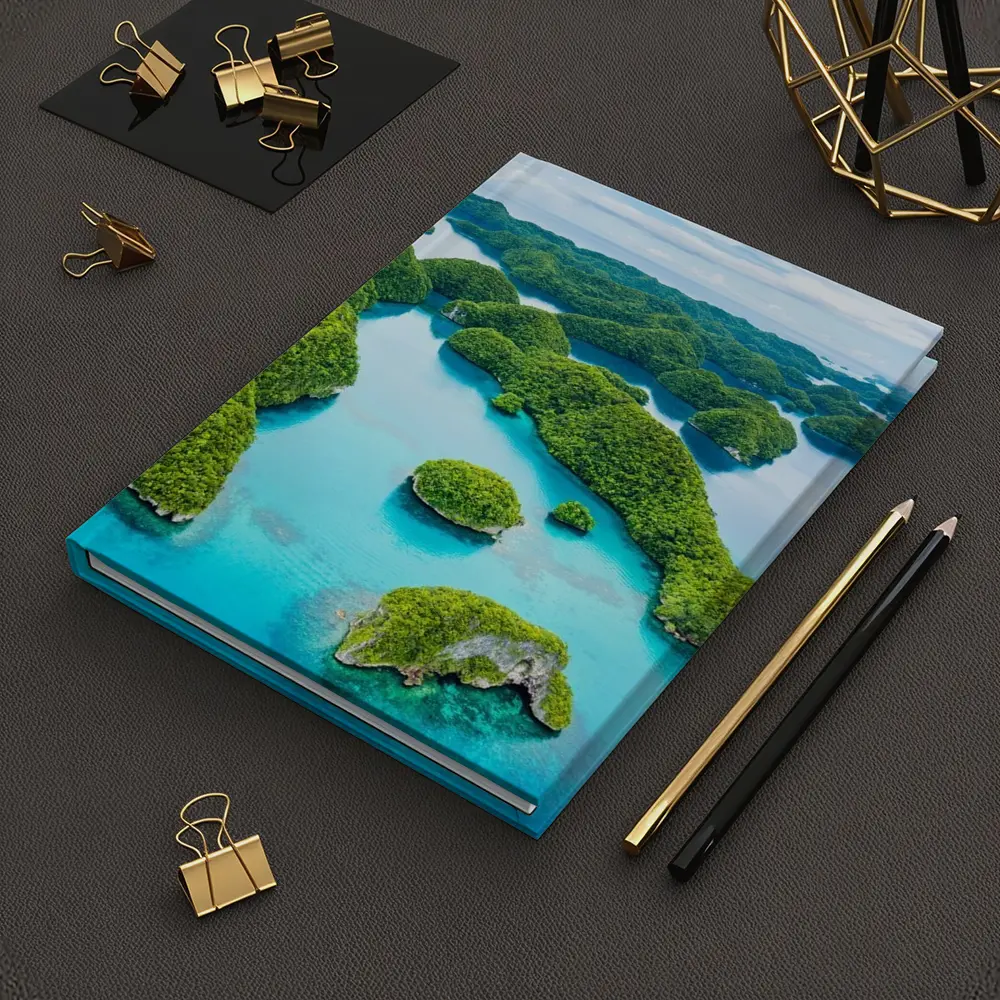 Aerial View Tropical Islands Turquoise Ocean Waters – Notebooks