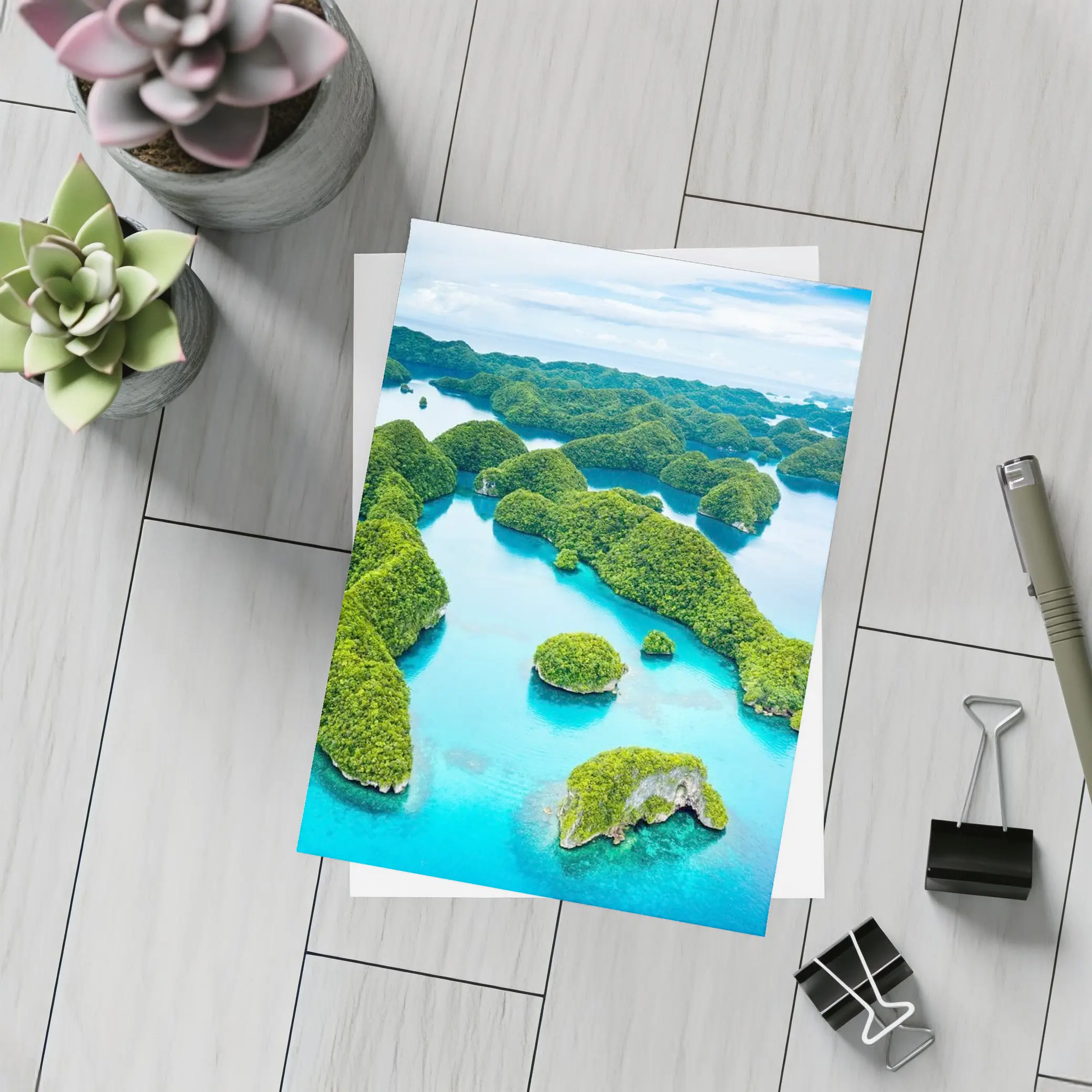 Aerial View Tropical Islands Turquoise Ocean Waters – Postcards
