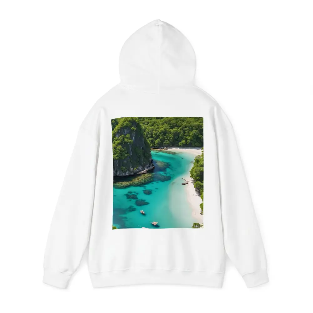 Tropical Island Cove Turquoise Water Aerial View – Hoodies