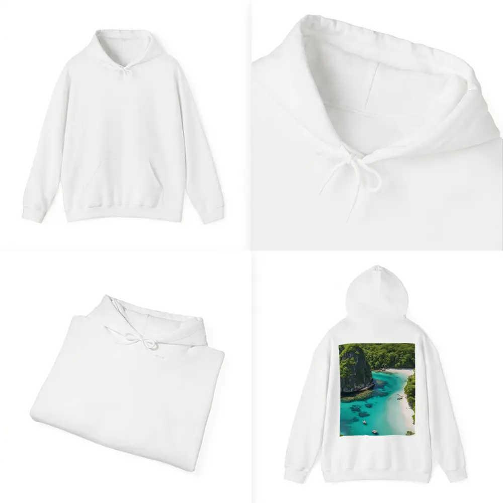 Tropical Island Cove Turquoise Water Aerial View – Hoodies