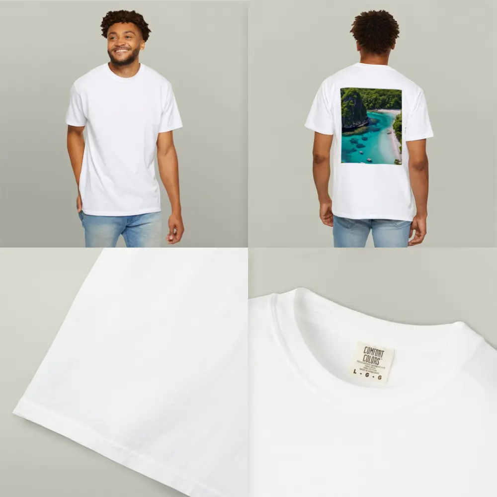 Tropical Island Cove Turquoise Water Aerial View – T-Shirts