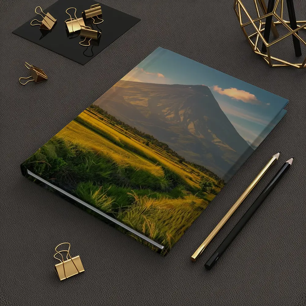 Mayon Volcano Rising Over Green Rice Fields – Notebooks