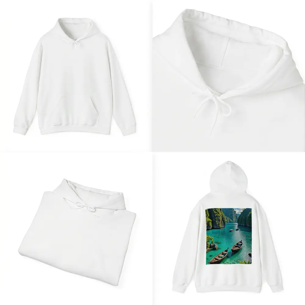 Turquoise Lagoon Boats Karst Cliffs Thailand – Hoodies