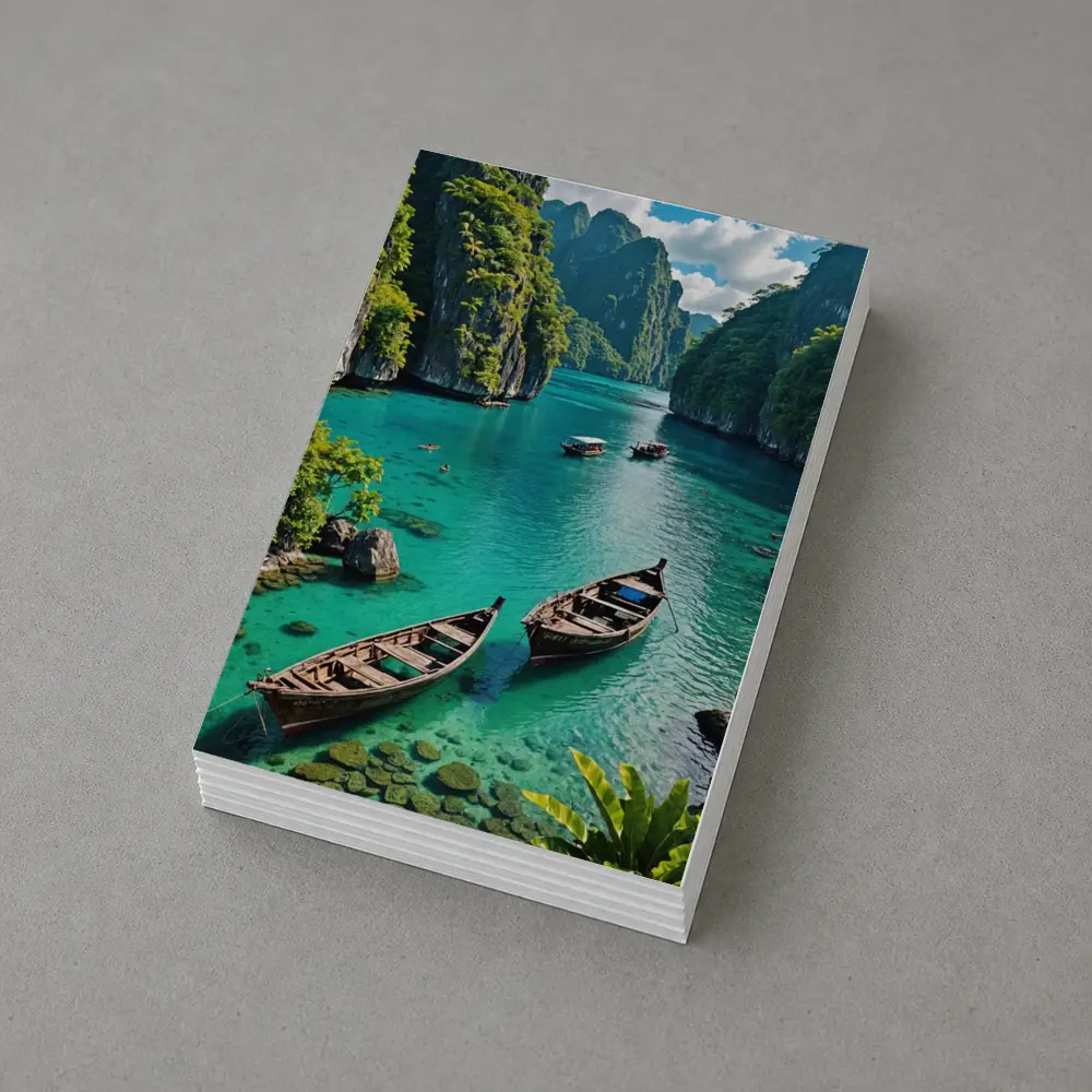 Turquoise Lagoon Boats Karst Cliffs Thailand – Postcards