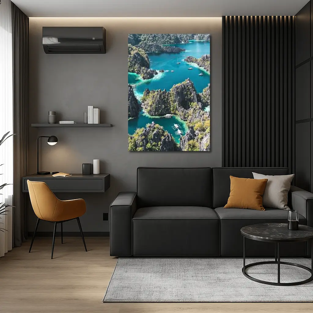 Coron Lagoon Turquoise Water Limestone Cliffs Philippines – Wall Art