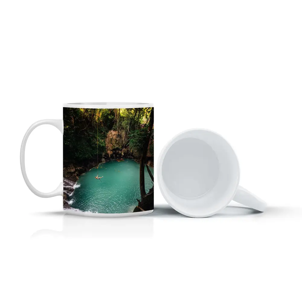 Rope Swing Over Turquoise Jungle Pool – Mugs