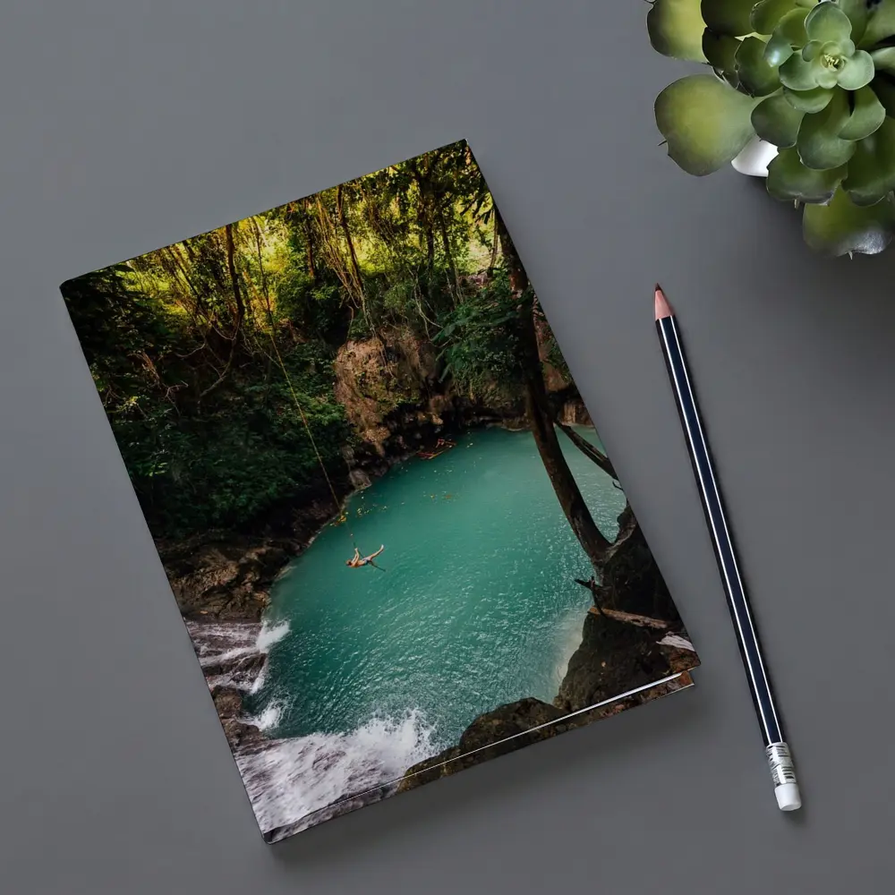 Rope Swing Over Turquoise Jungle Pool – Notebooks