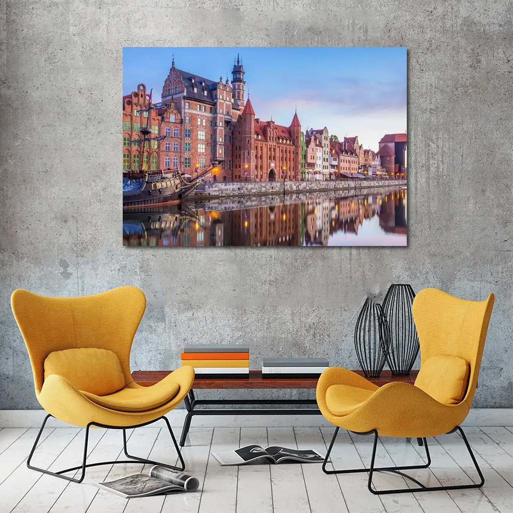 Gdansk Old Town Waterfront at Dusk – Wall Art