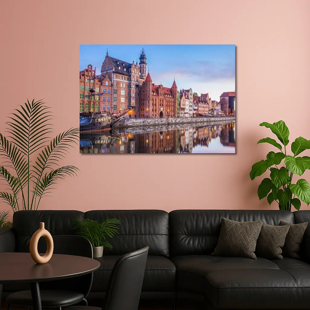 Gdansk Old Town Waterfront at Dusk – Wall Art