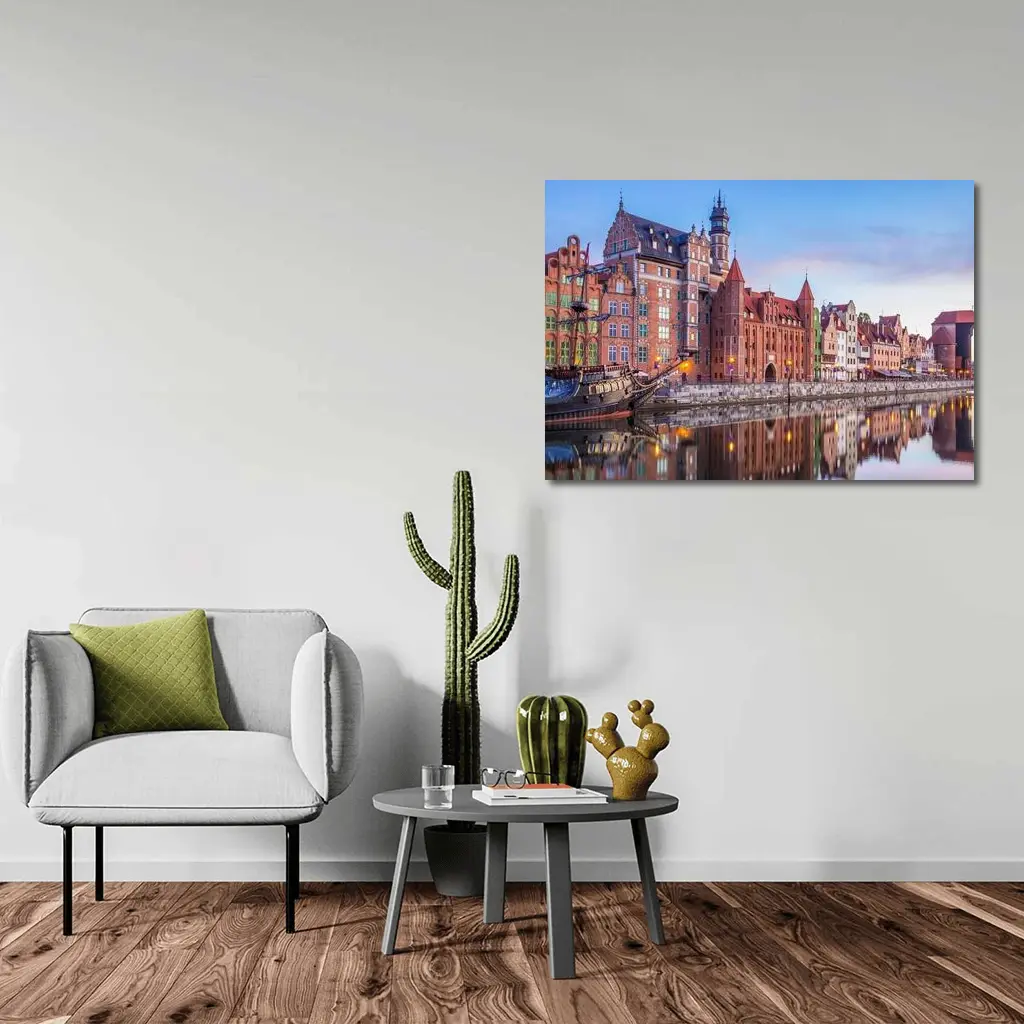 Gdansk Old Town Waterfront at Dusk – Wall Art