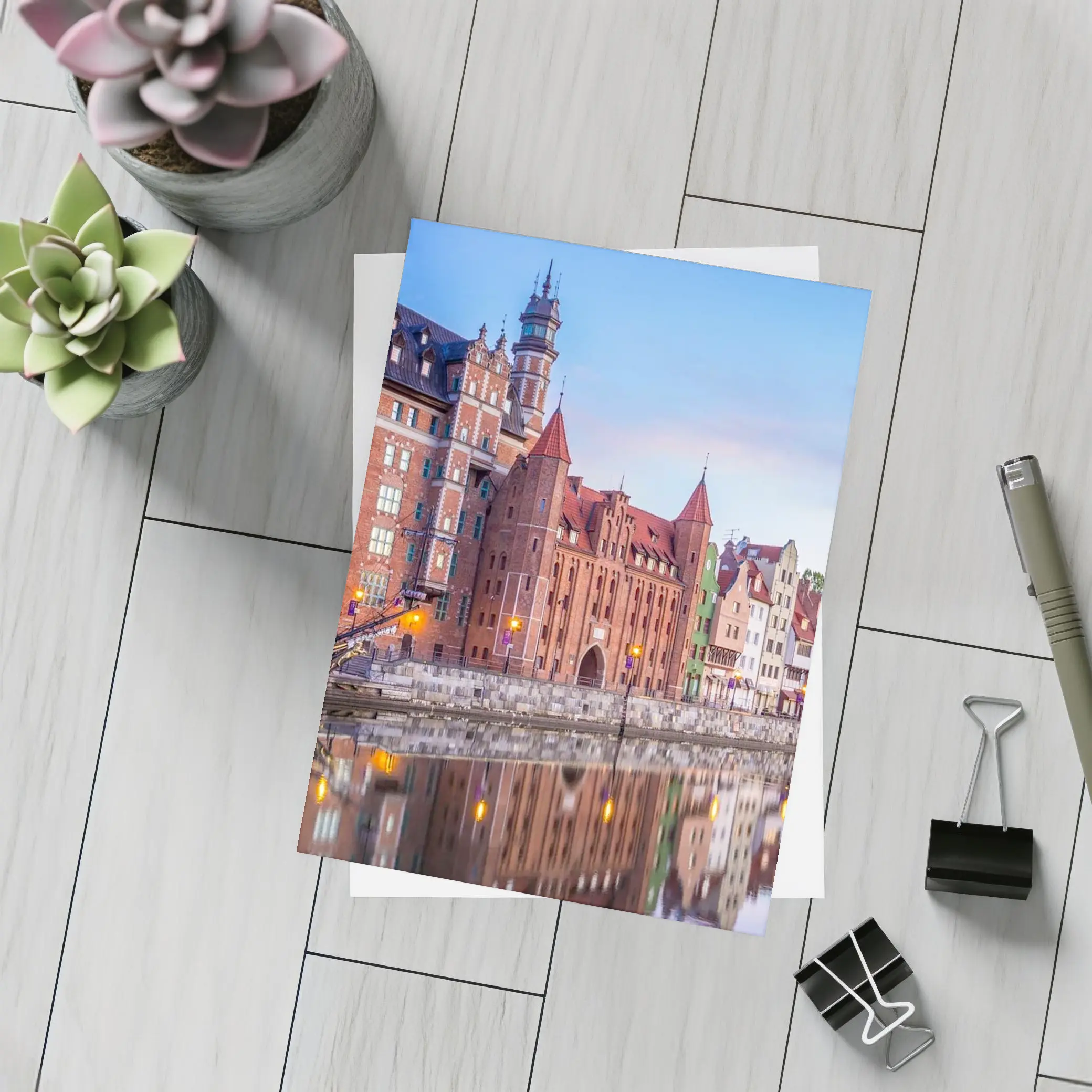 Gdansk Old Town Waterfront at Dusk – Postcards