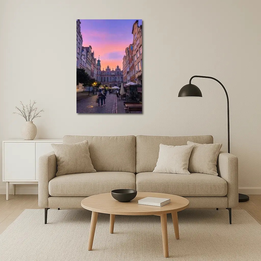 Gdansk Old Town Square at Purple Sunset – Wall Art