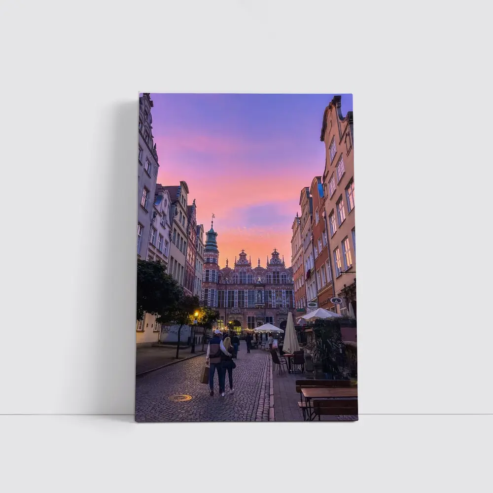 Gdansk Old Town Square at Purple Sunset – Wall Art