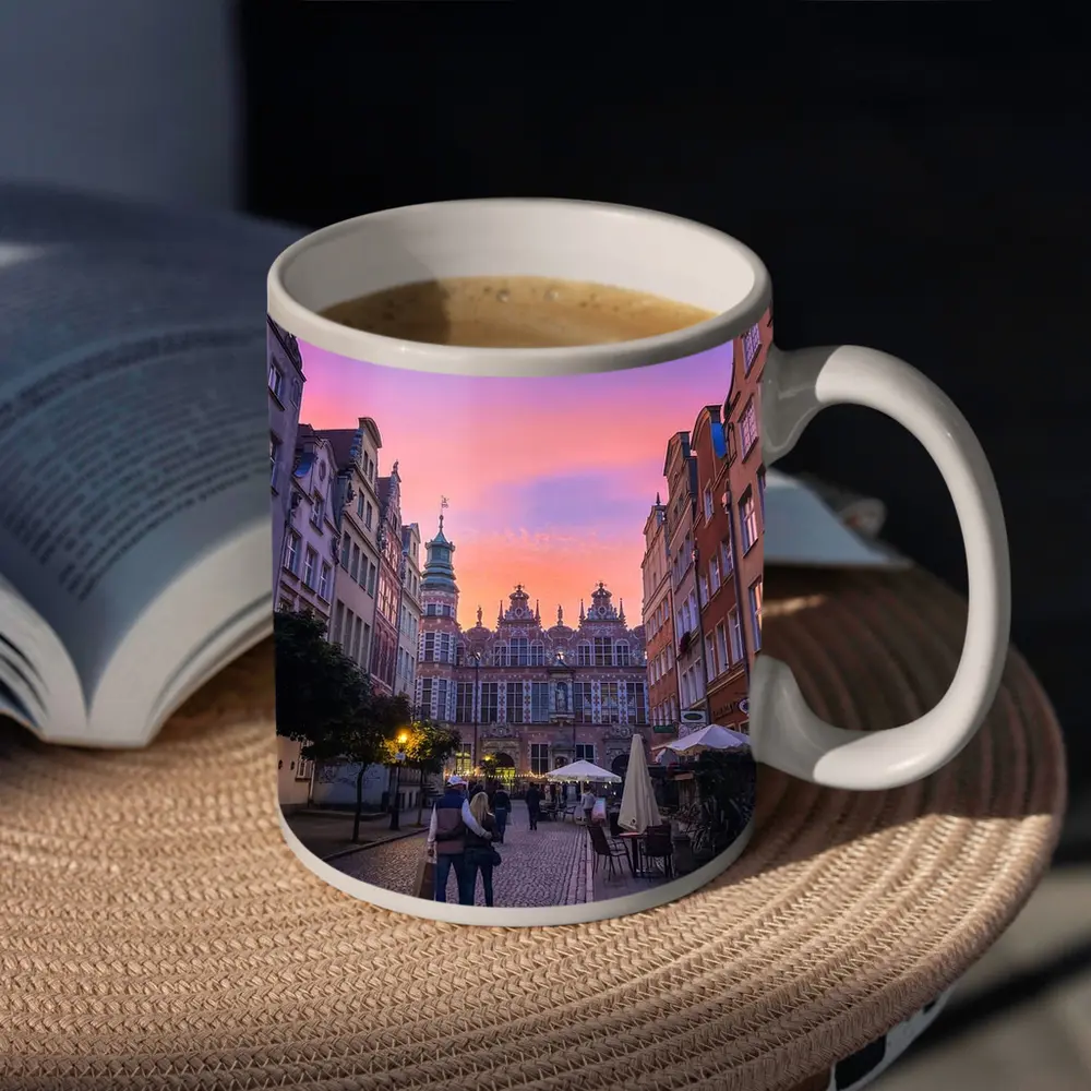 Gdansk Old Town Square at Purple Sunset – Mugs