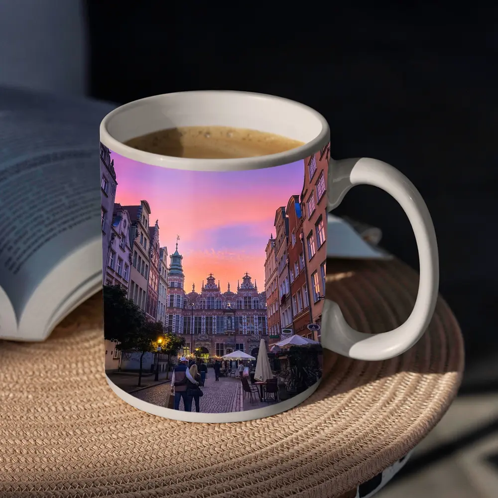 Gdansk Old Town Square at Purple Sunset – Mugs