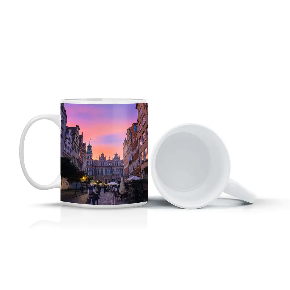 Gdansk Old Town Square at Purple Sunset – Mugs