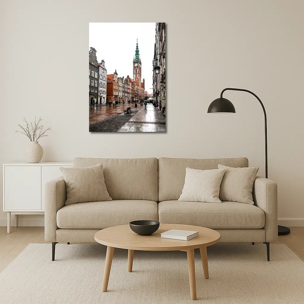 Gdansk Old Town Rainy Street Poland – Wall Art