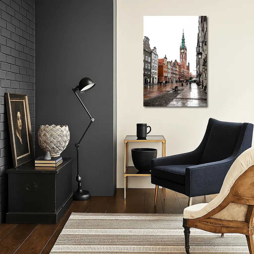 Gdansk Old Town Rainy Street Poland – Wall Art
