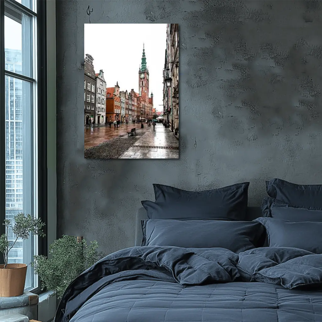 Gdansk Old Town Rainy Street Poland – Wall Art