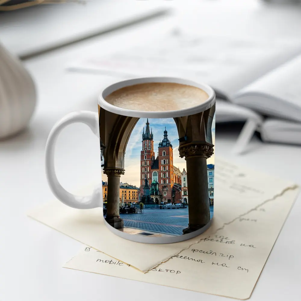 St Mary Basilica Krakow Main Square Arch View – Mugs