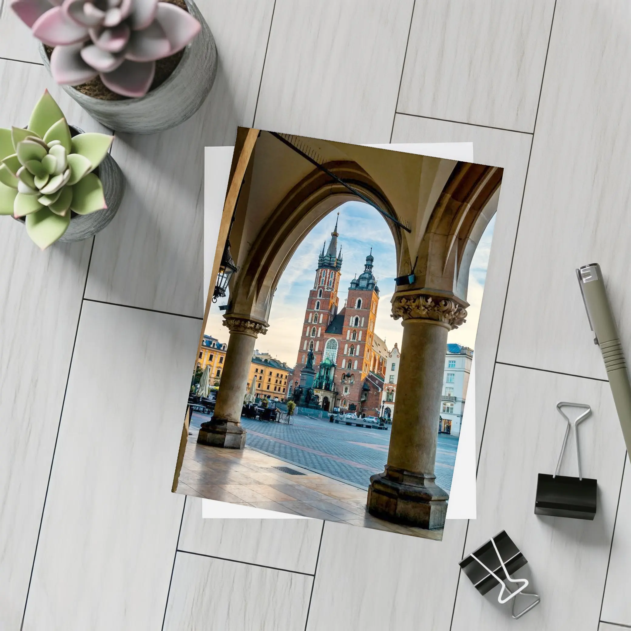 St Mary Basilica Krakow Main Square Arch View – Postcards
