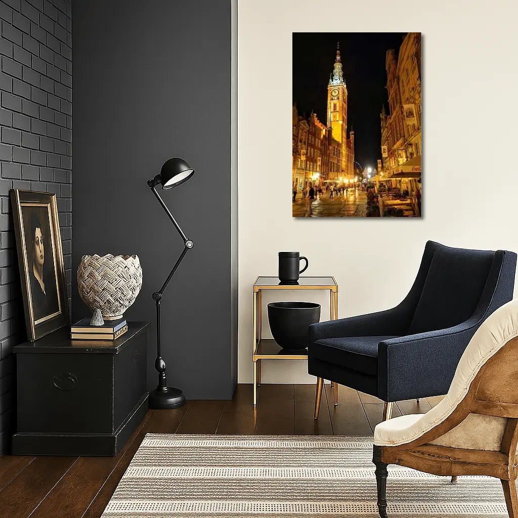 Gdansk Old Town Street At Night – Wall Art