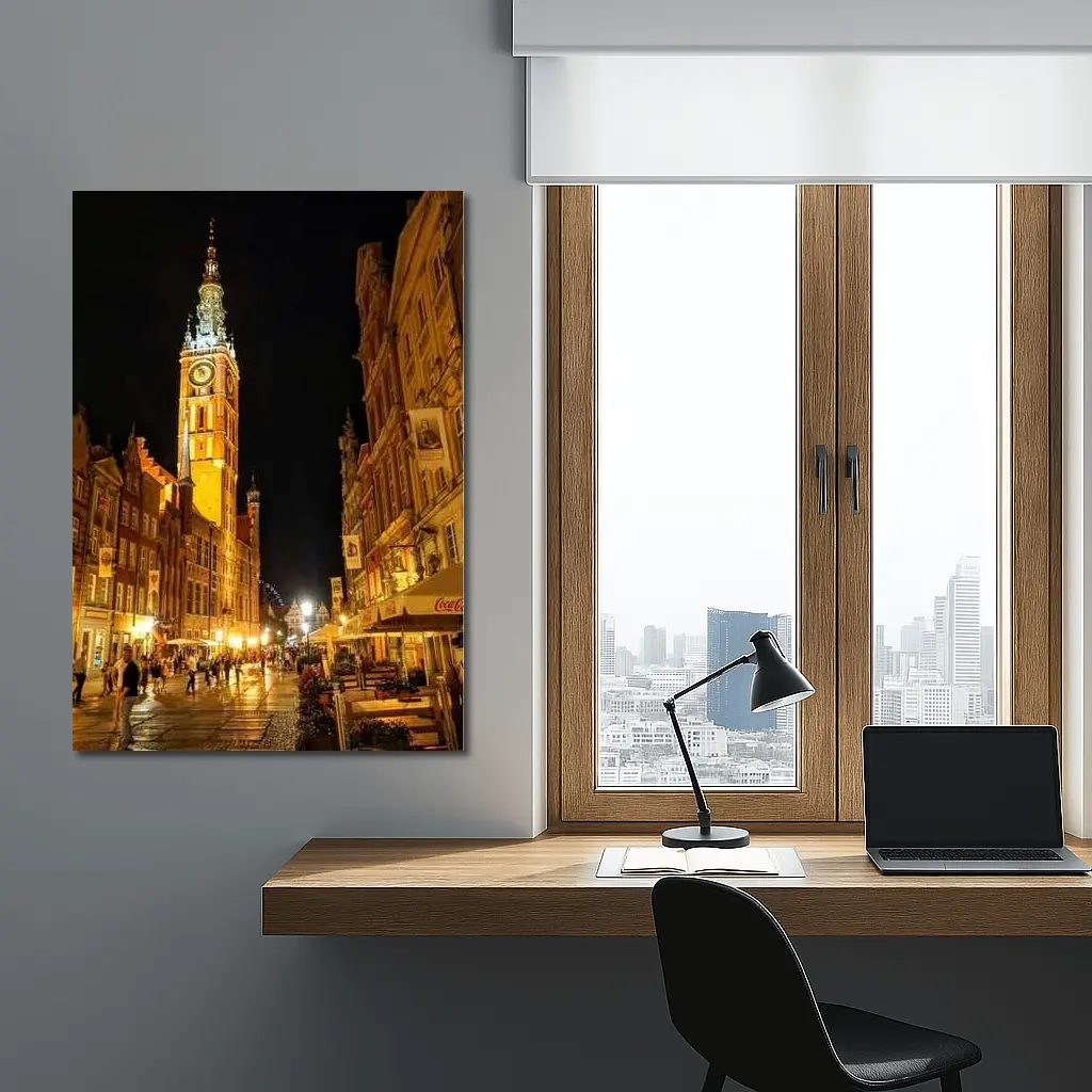Gdansk Old Town Street At Night – Wall Art