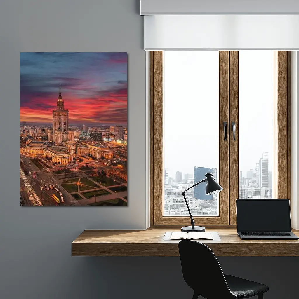 Palace of Culture Warsaw Dramatic Sunset Sky – Wall Art