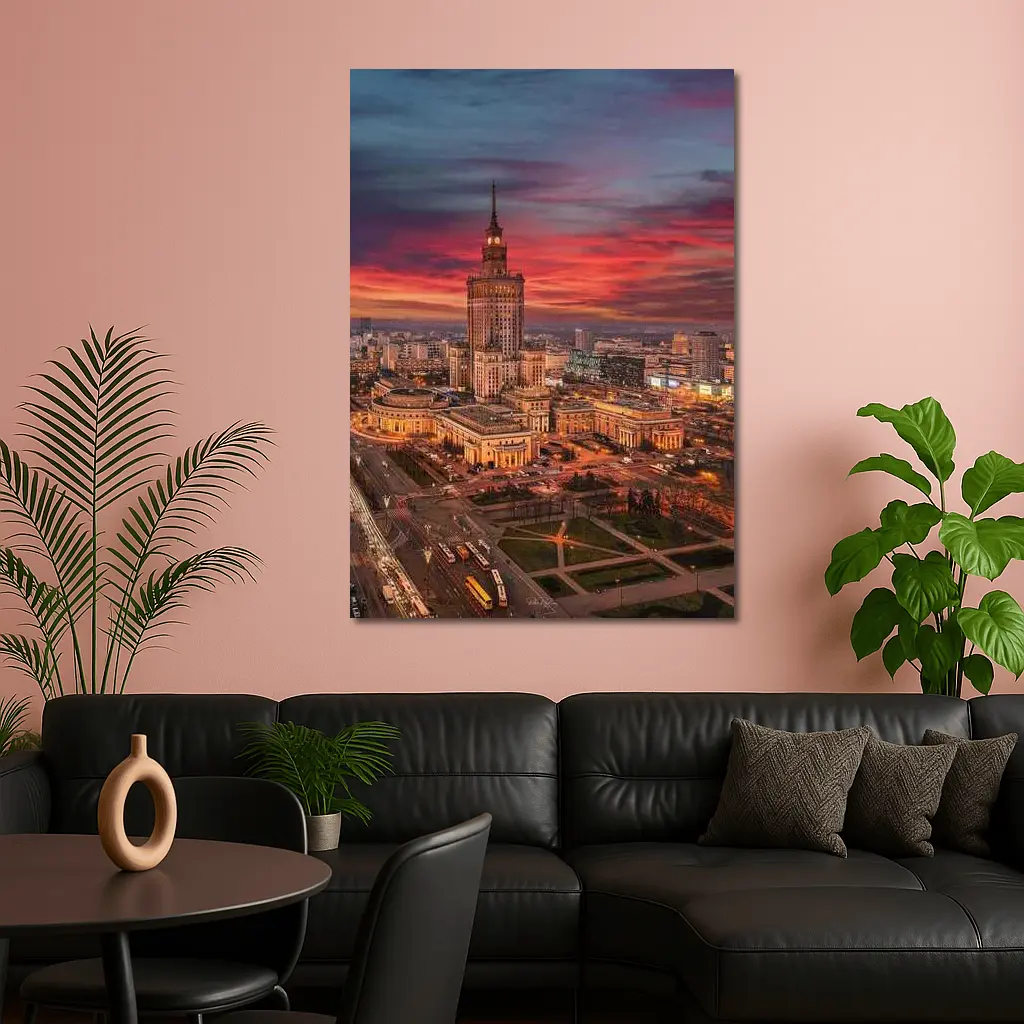 Palace of Culture Warsaw Dramatic Sunset Sky – Wall Art