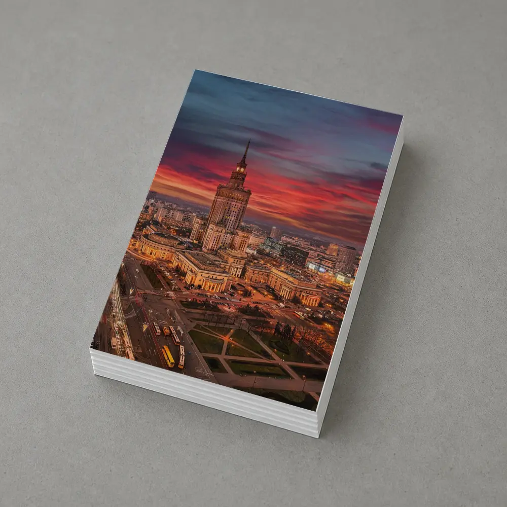 Palace of Culture Warsaw Dramatic Sunset Sky – Postcards