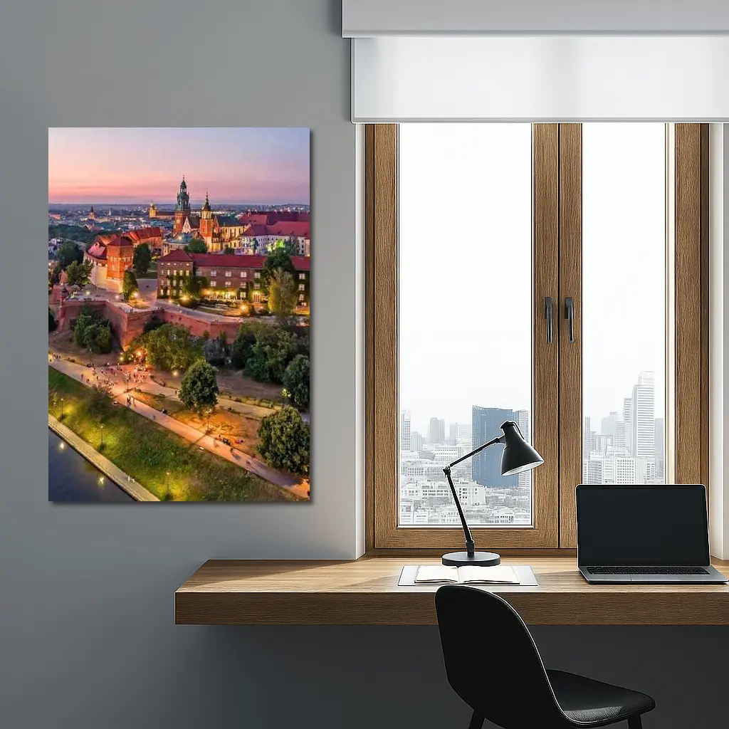 Wawel Castle Krakow Aerial Sunset View – Wall Art