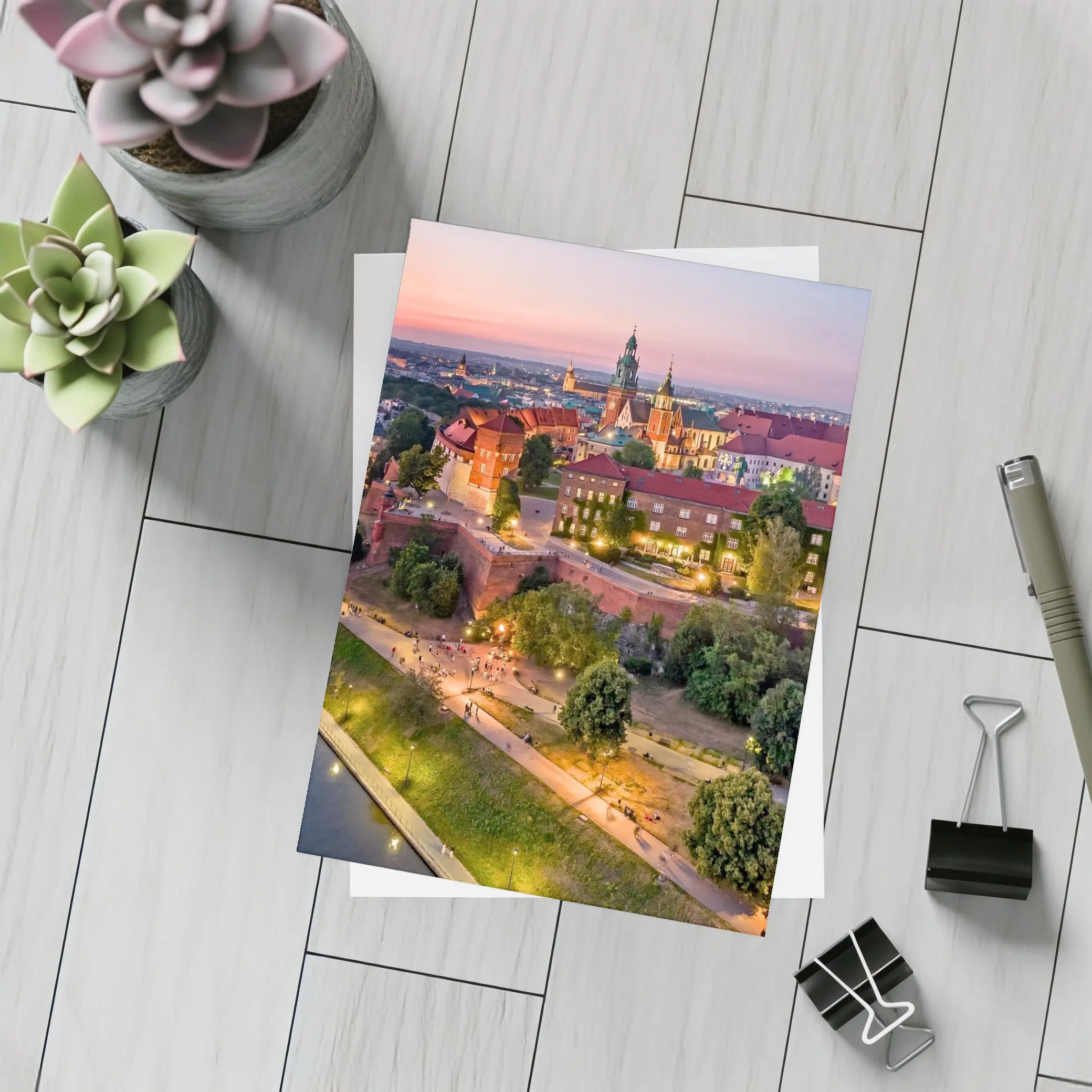 Wawel Castle Krakow Aerial Sunset View – Postcards