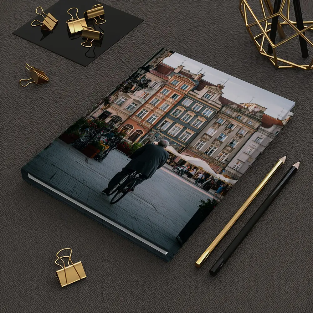 Man With Bicycle Old Town Square Poland – Notebooks