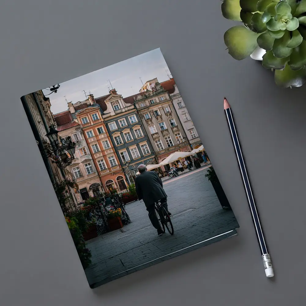 Man With Bicycle Old Town Square Poland – Notebooks