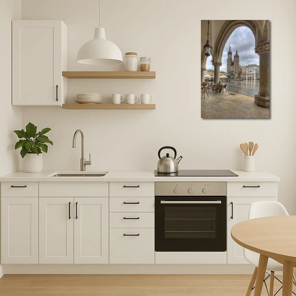 Krakow Main Square St Mary Basilica Rain – Wall Art