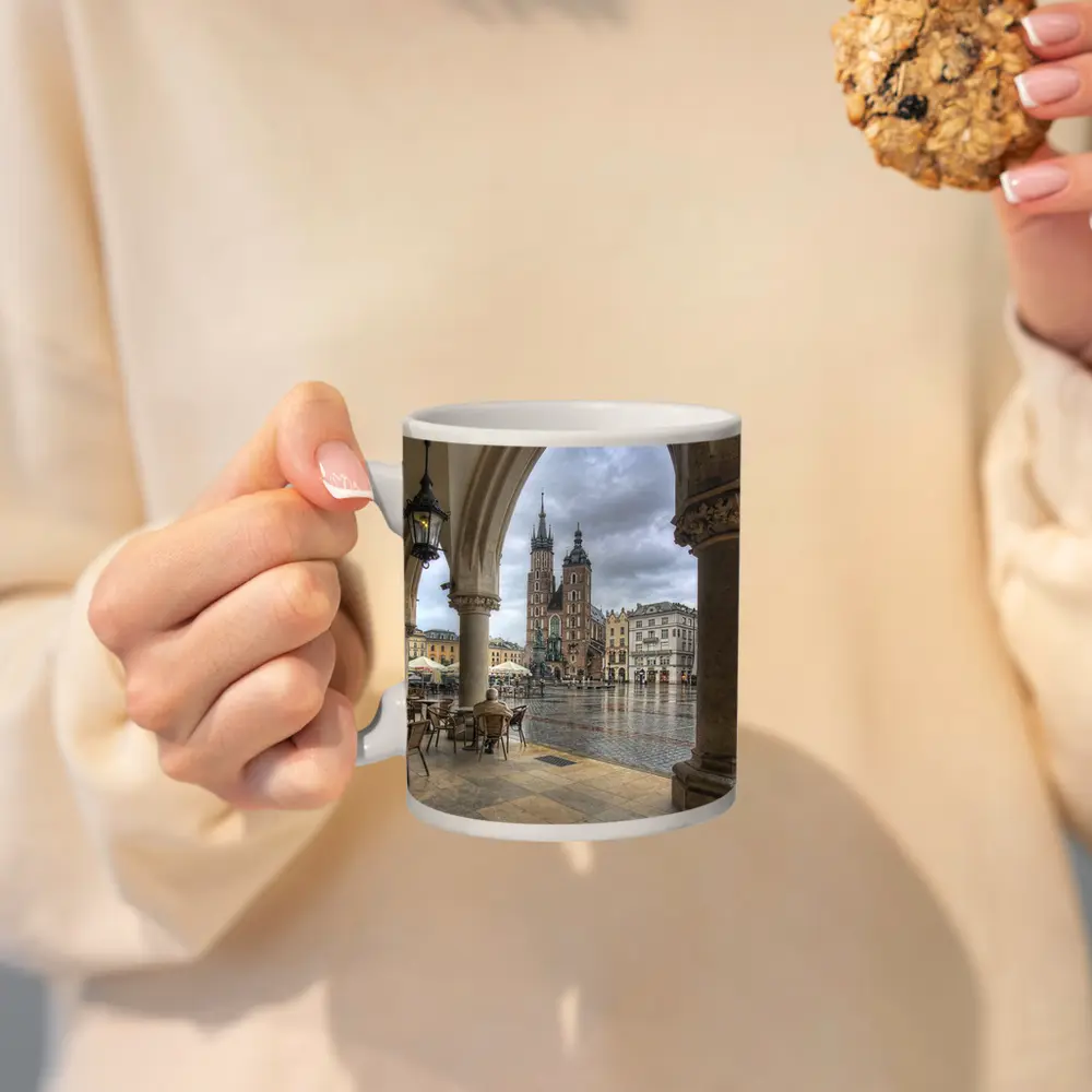 Krakow Main Square St Mary Basilica Rain – Mugs