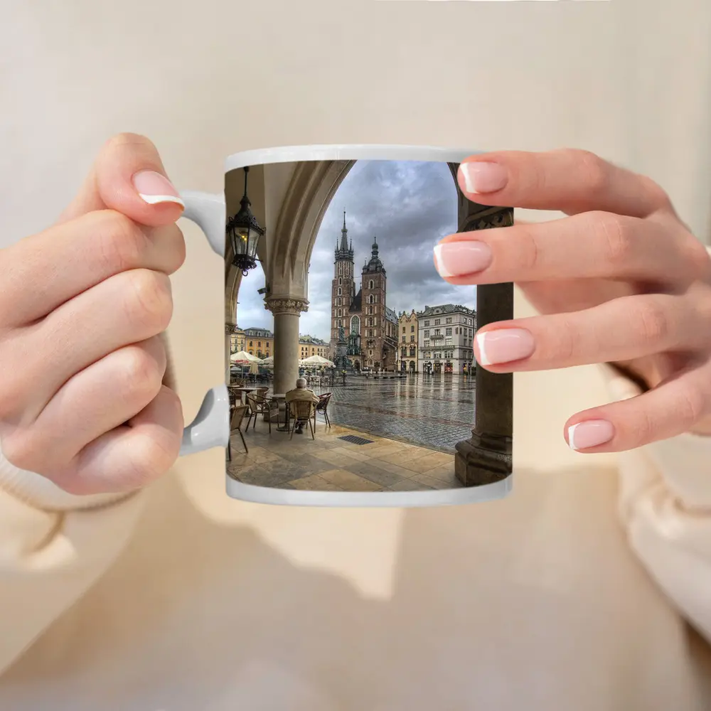 Krakow Main Square St Mary Basilica Rain – Mugs