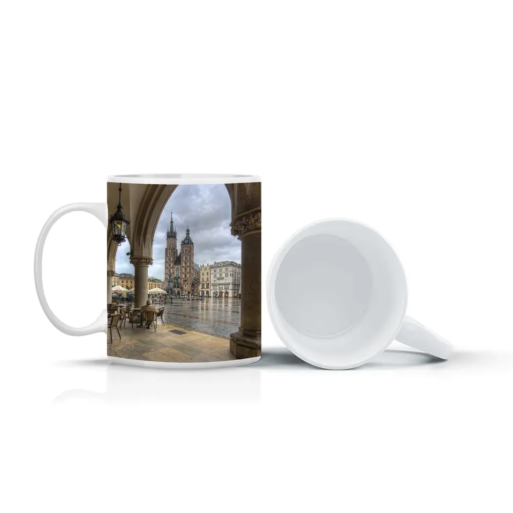 Krakow Main Square St Mary Basilica Rain – Mugs