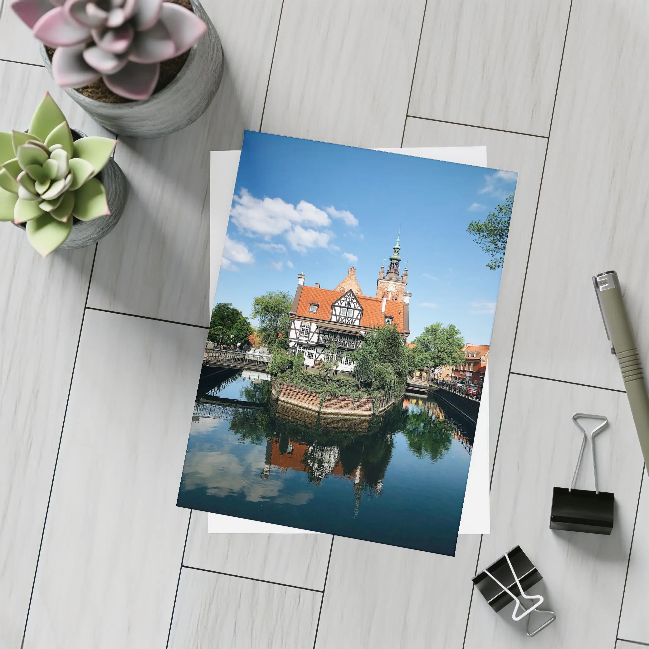Gdansk Old Town Canal Reflection Poland – Postcards