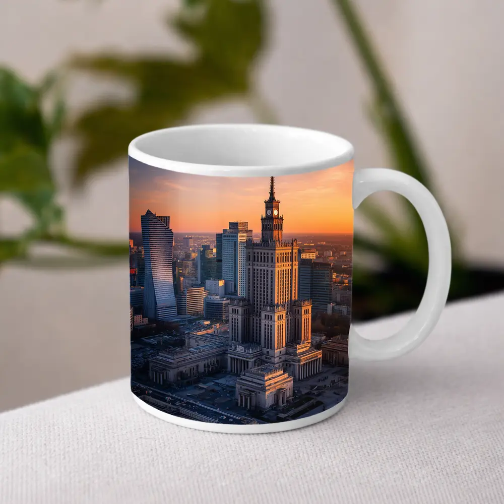 Warsaw Palace of Culture Sunset Skyline – Mugs