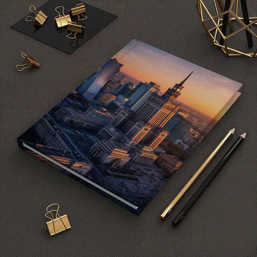 Warsaw Palace of Culture Sunset Skyline – Notebooks