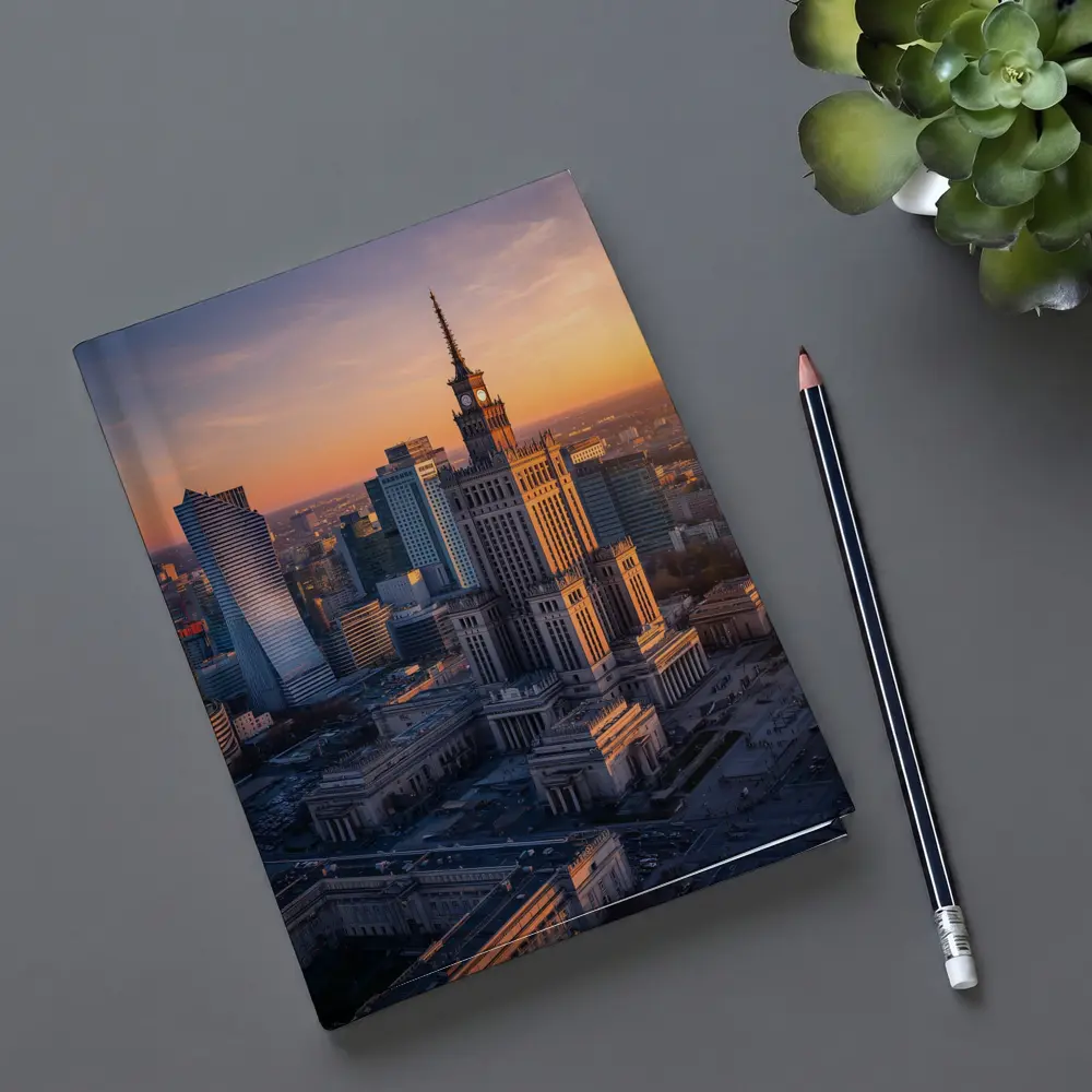 Warsaw Palace of Culture Sunset Skyline – Notebooks