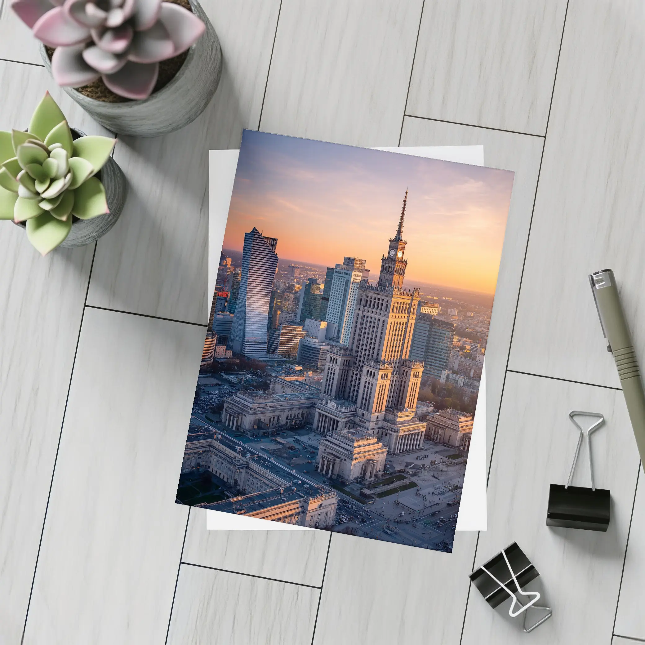 Warsaw Palace of Culture Sunset Skyline – Postcards
