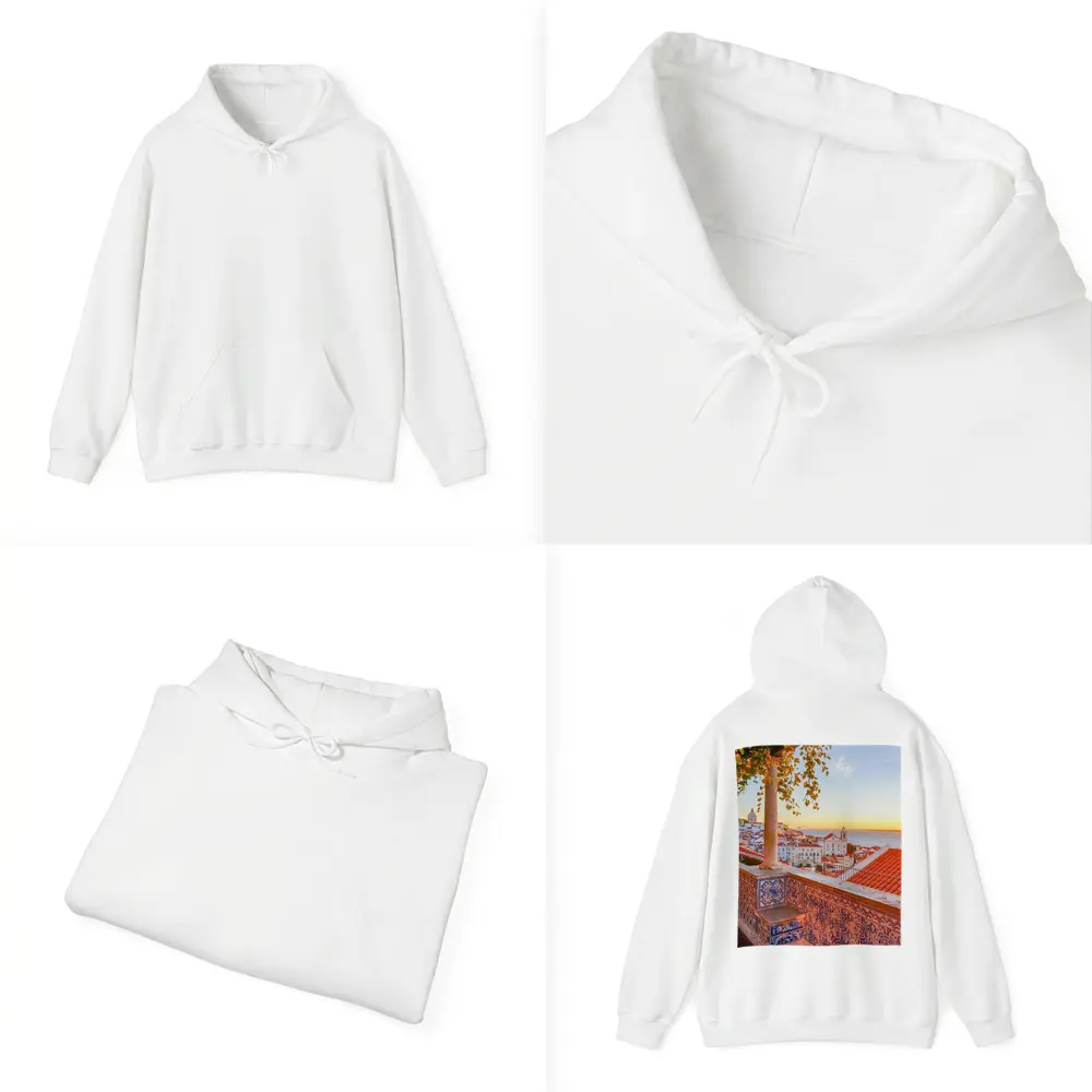 Lisbon Alfama District Sunset Rooftop View – Hoodies