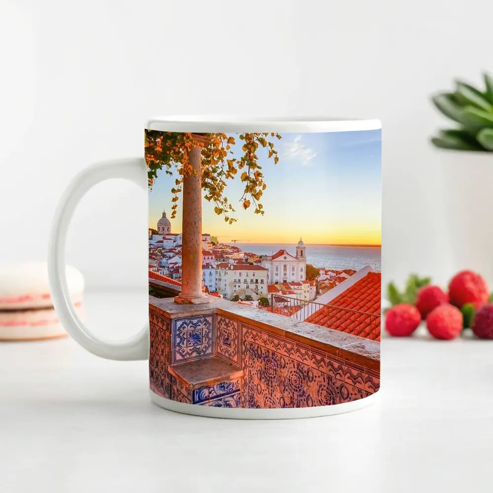 Lisbon Alfama District Sunset Rooftop View – Mugs
