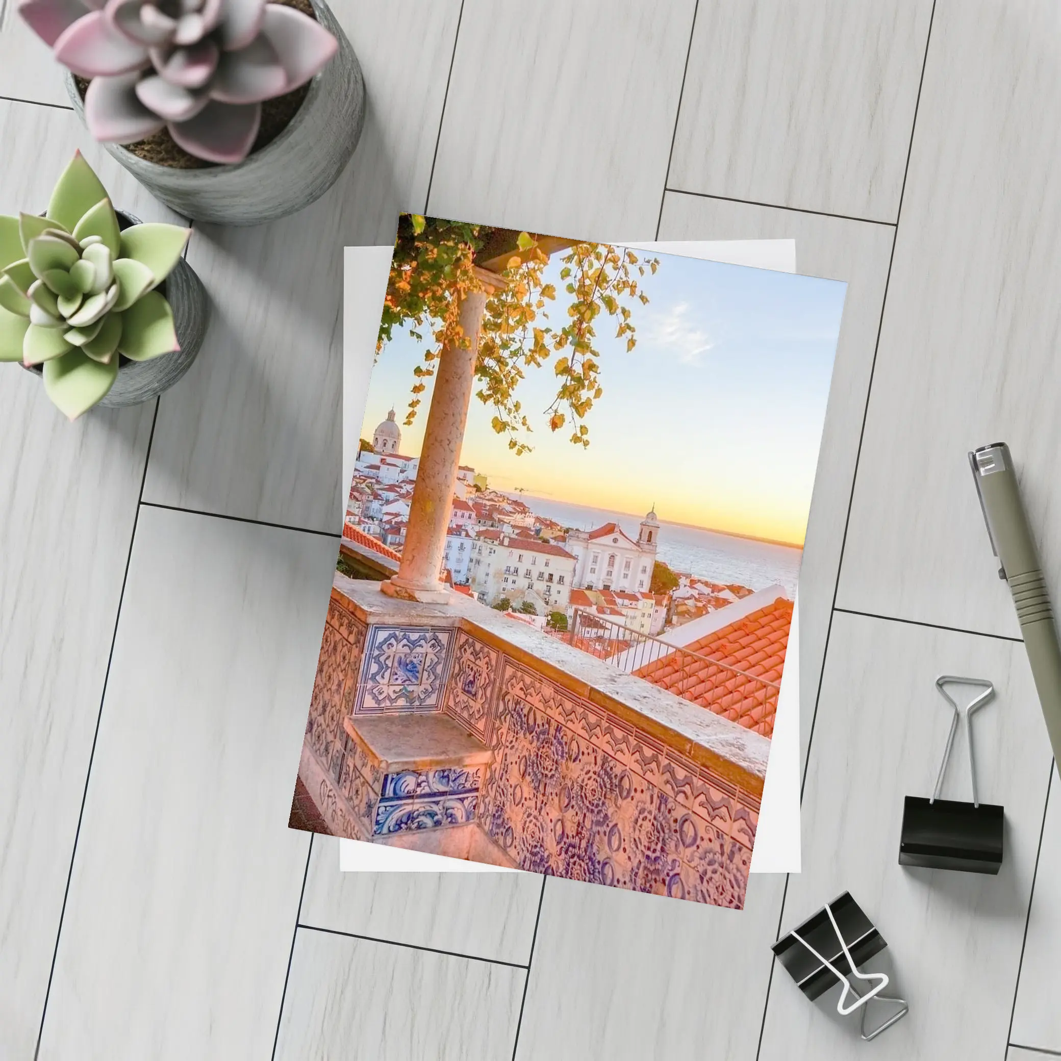 Lisbon Alfama District Sunset Rooftop View – Postcards