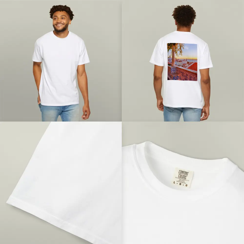 Lisbon Alfama District Sunset Rooftop View – T-Shirts