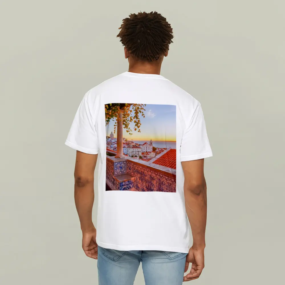 Lisbon Alfama District Sunset Rooftop View – T-Shirts