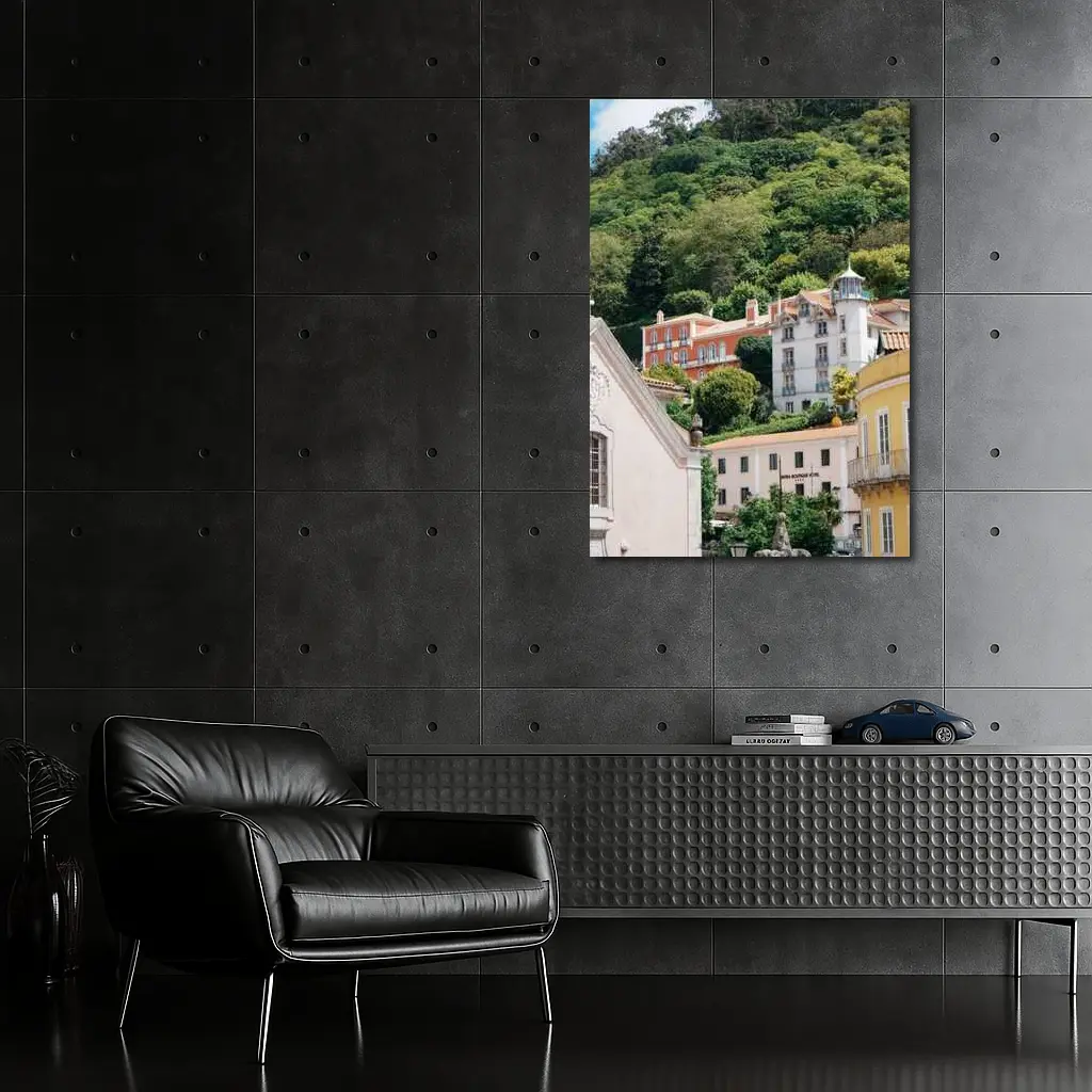 Sintra Portugal Colorful Buildings Green Hillside – Wall Art