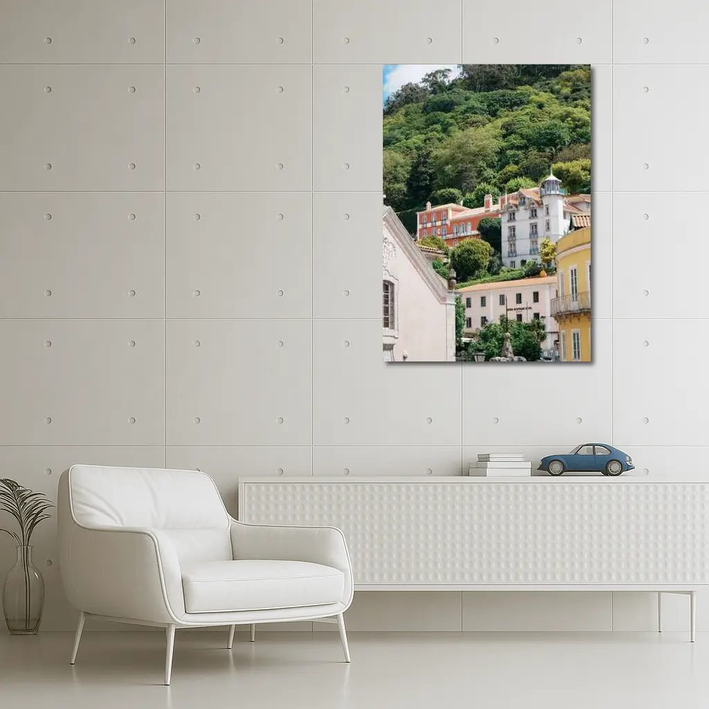 Sintra Portugal Colorful Buildings Green Hillside – Wall Art